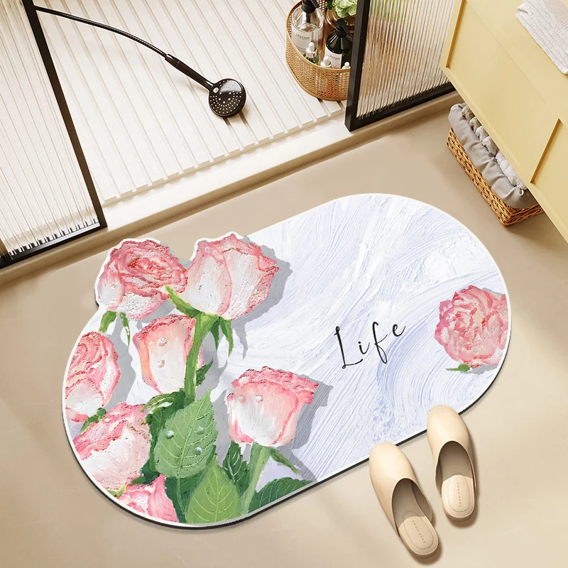 Blumenmuster Memory Foam Badezimmermatte