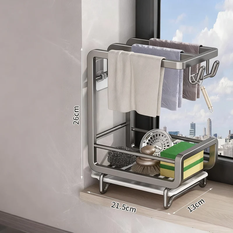 Spültuchregal aus Aluminium, wandhängend oder stehend