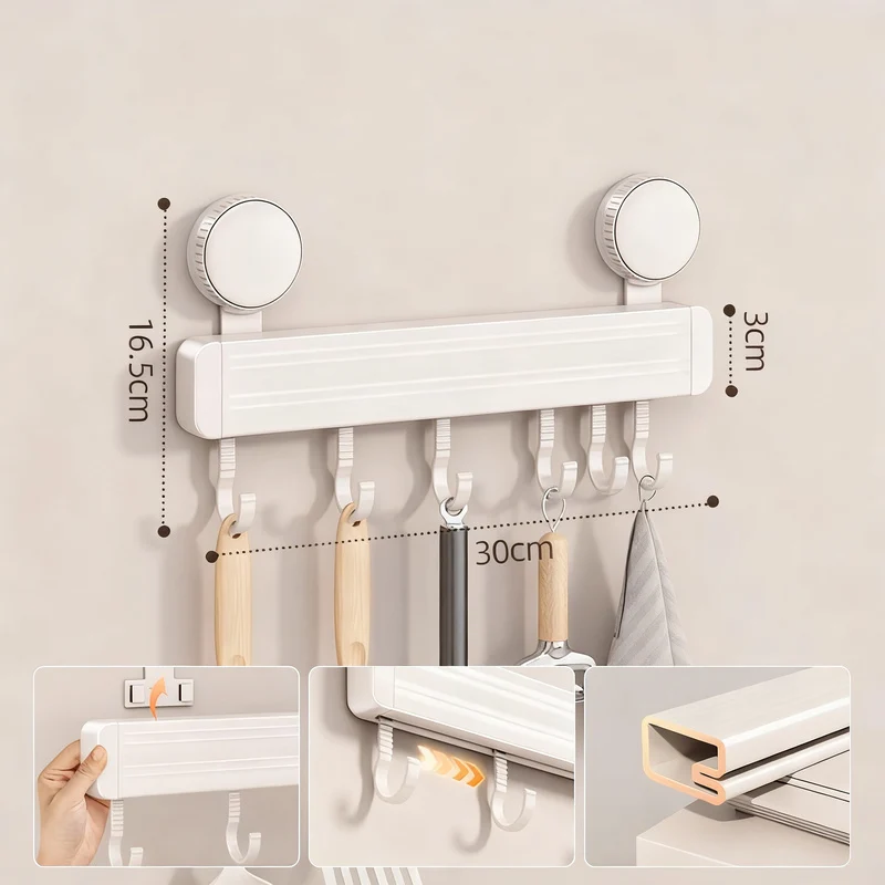 Saugnapf-Küchenhakenleiste aus Aluminium