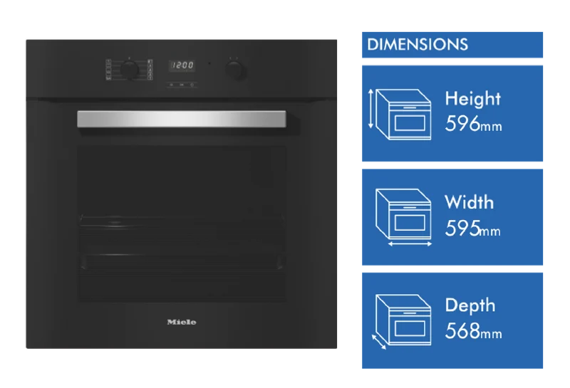 Miele 60cm Pyrolytic Oven 76L Capacity with Rapid Heat-Up Obsidian Black