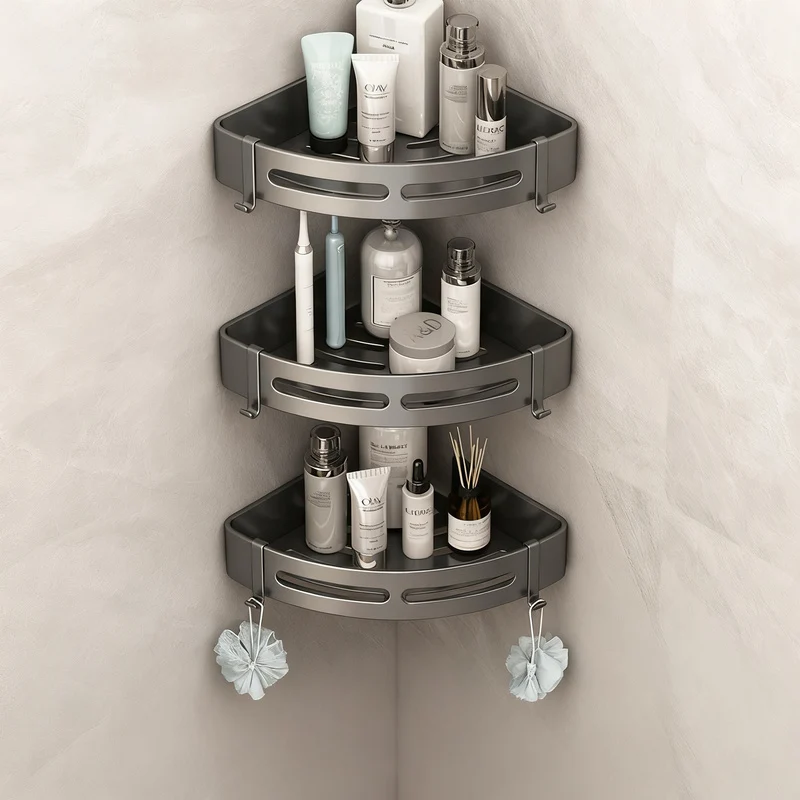 Dreieck-Wandregal für Badezimmer, ohne Bohren