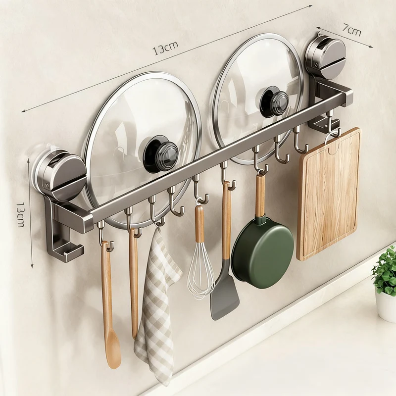 Küchen-Hängestange mit Haken aus Aluminium