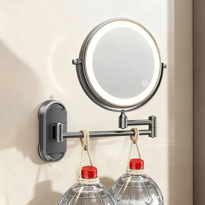Kosmetikspiegel mit LED-Licht und Saugnapf