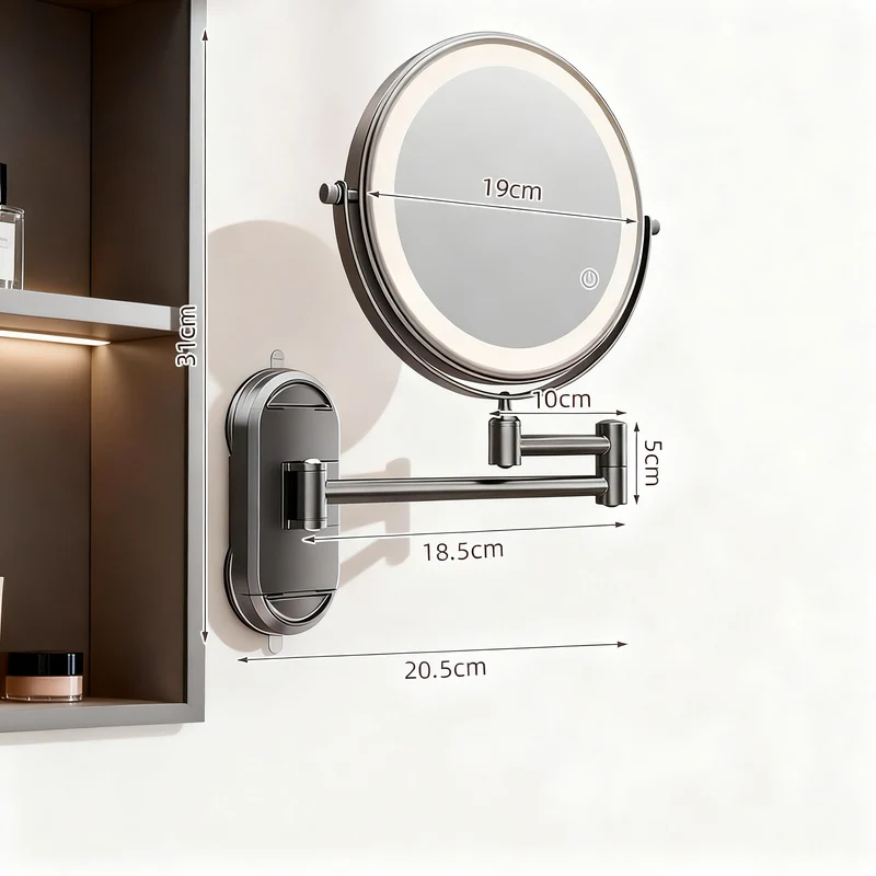 Kosmetikspiegel mit LED-Licht und Saugnapf