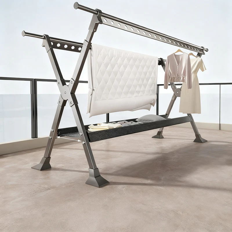 Klappbarer Wäscheständer aus Aluminium, 1,36–2,5 m