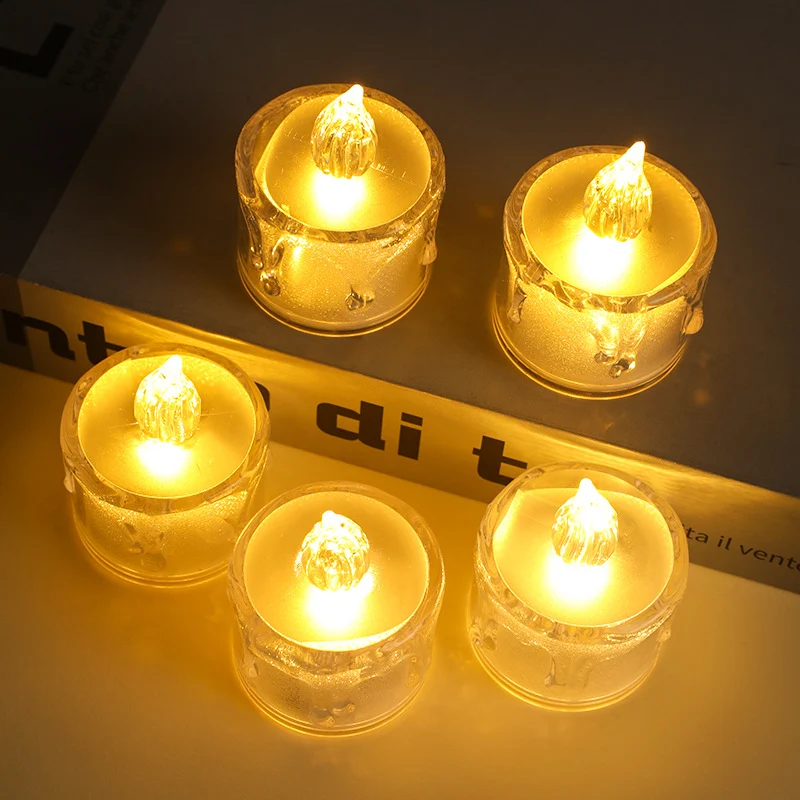 Batterielose LED Teelichter mit Tropf-Effekt Glitzerhülle