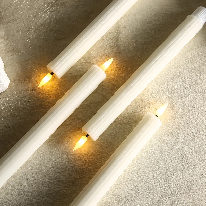 Batteriebetriebene gerippte LED-Spitzkerzen mit Flackerflamme und abnehmbaren Basen