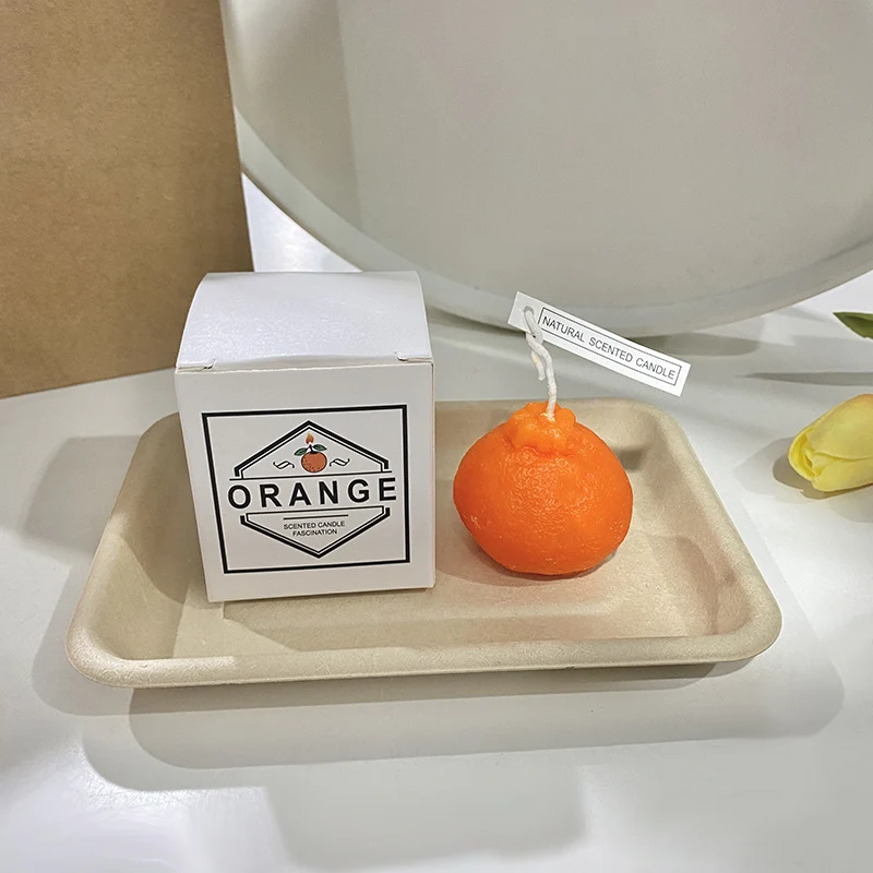 Handgegossene realistische orangeförmige duftende Dekokerze