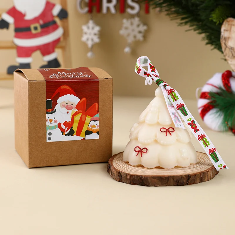 Handgegossene Weihnachtsbaumförmige Duftkerze mit Geschenkbox