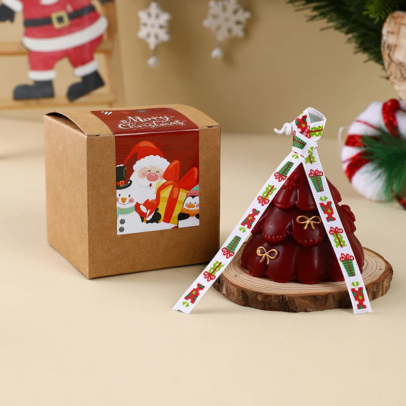 Handgegossene Weihnachtsbaumförmige Duftkerze mit Geschenkbox