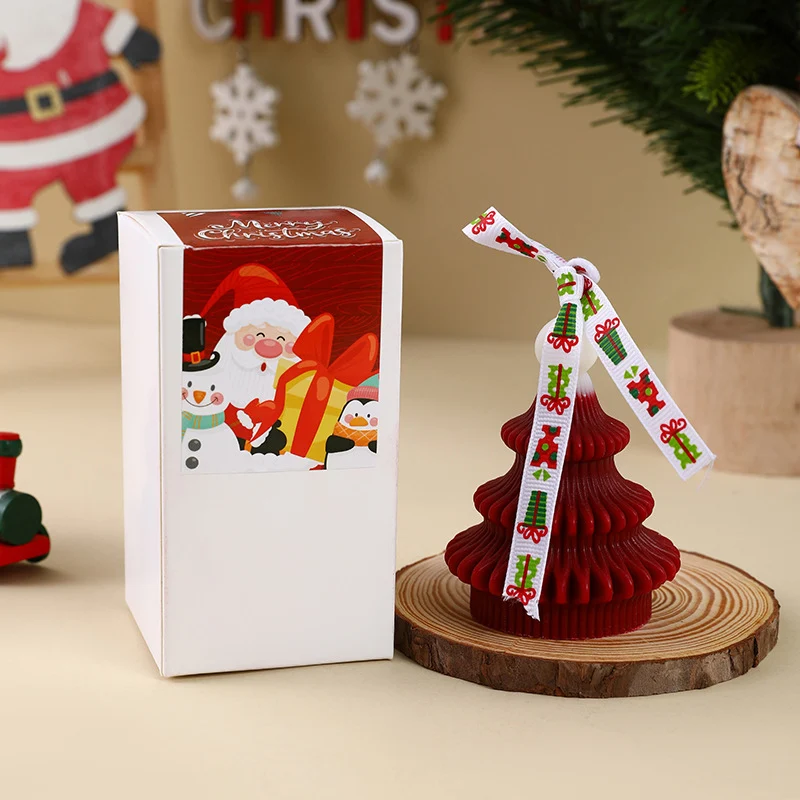 Handgegossene Weihnachtsbaum-Ornament Sojawachs-Kerze mit Dekoband und Geschenkschachtel