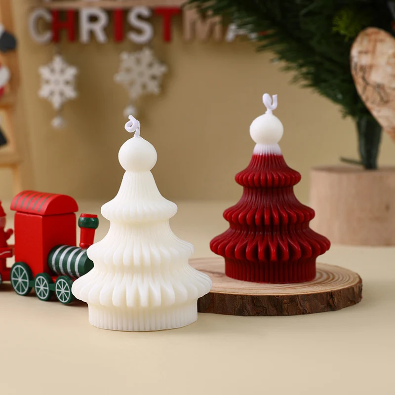 Handgegossene Weihnachtsbaum-Ornament Sojawachs-Kerze mit Dekoband und Geschenkschachtel