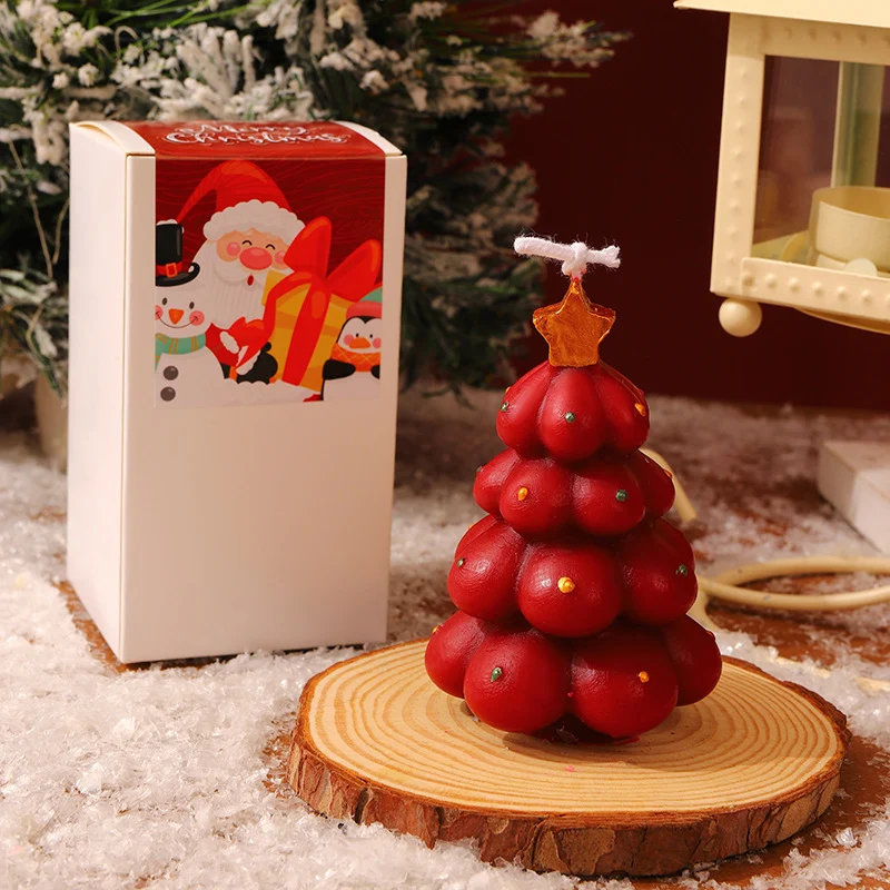 Handgegossene Weihnachtsbaum hängende dekorative Wachskerze mit Stern oben
