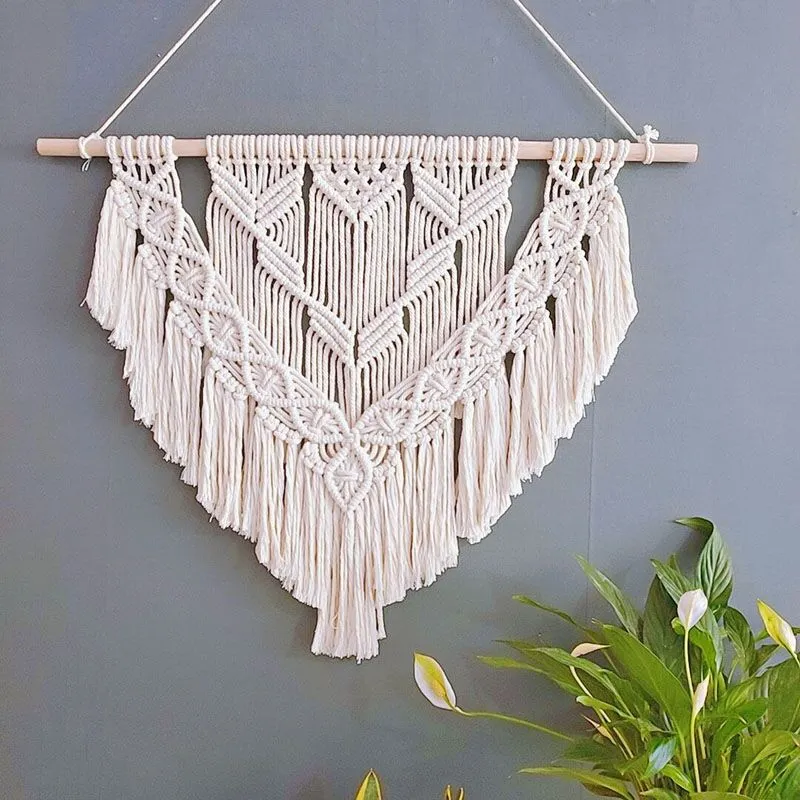 Bohemian Makramee Fransen Wandbehang Karnz