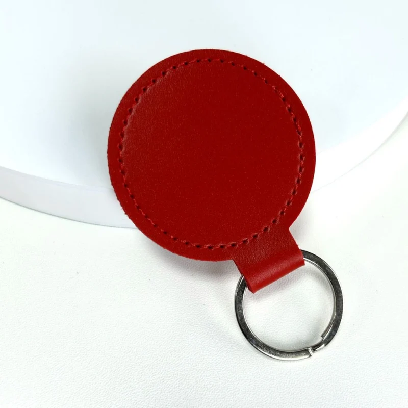 Premium Leder Runder Schlüsselanhänger Karnz