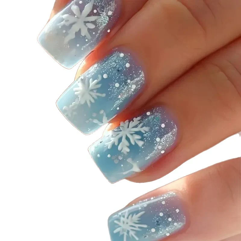 Künstlerische Frosted Winter Nagelkunst Karnz