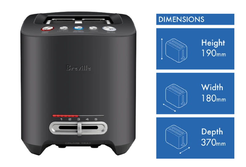 Breville The Smart Toaster 4 Slice Long Slot Black Truffle