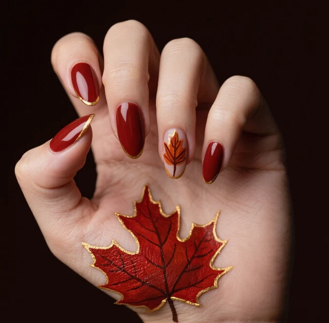 Künstlerische herbstliche Nagelkunst Karnz