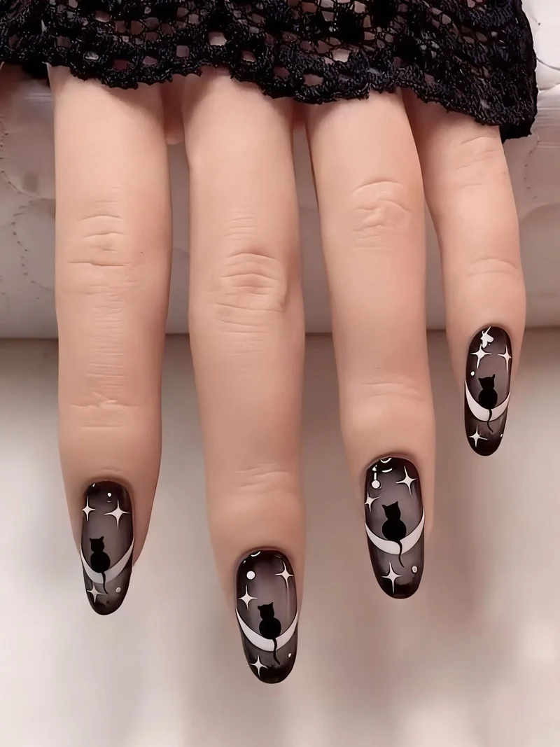 Künstlerische katzeninspirierten Nagelkunst-Erweiterungen Karnz