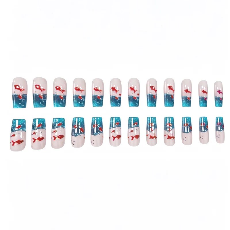 Künstlerische von Aqua inspirierte Acryl-Nagelkunstverlängerungen Karnz