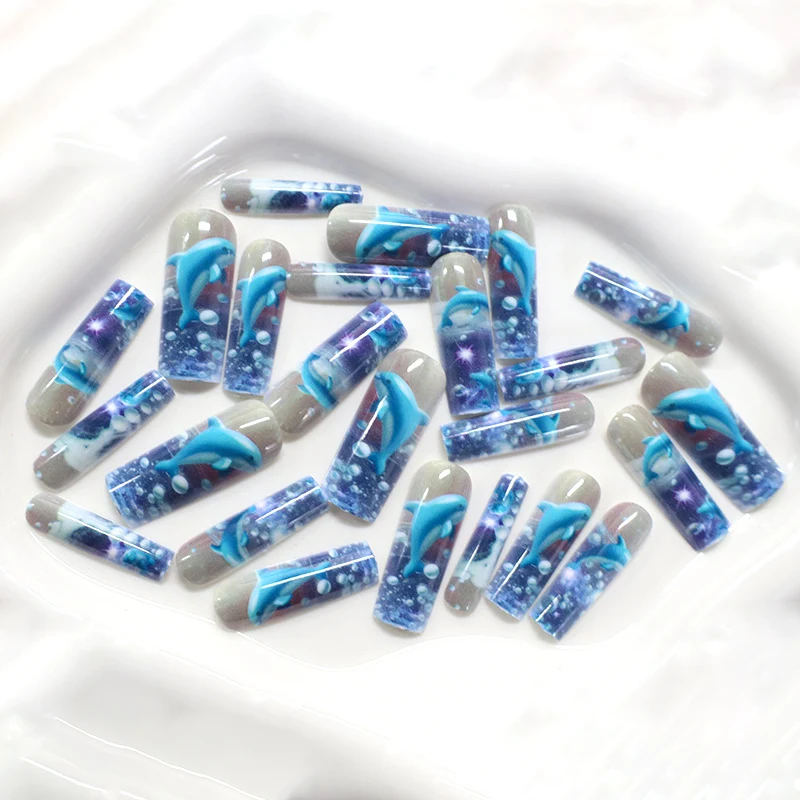 Künstlerische 3D Delfin Acryl Nagelverzierungen Karnz