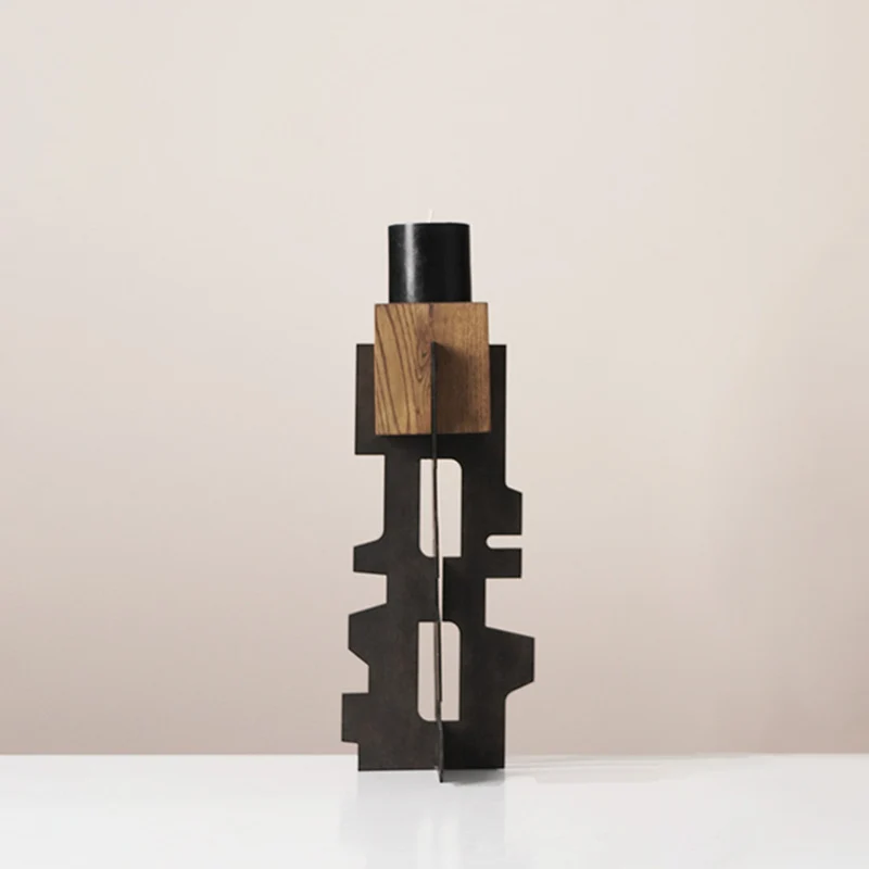 Abstrakte Metall- und Holz-Dekorationsskulptur