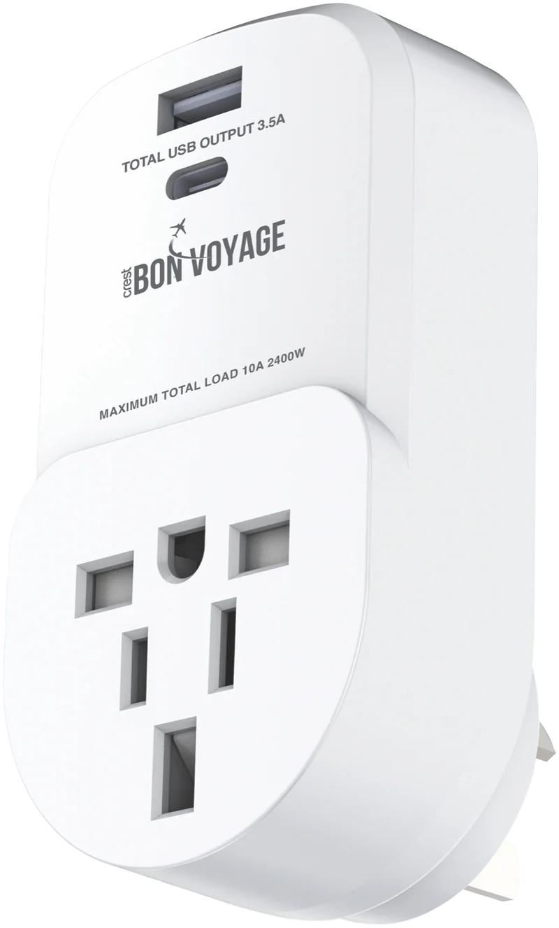 Bon Voyage Travel Adaptor AC Plug Visitor - AU 2 USB 3.5A