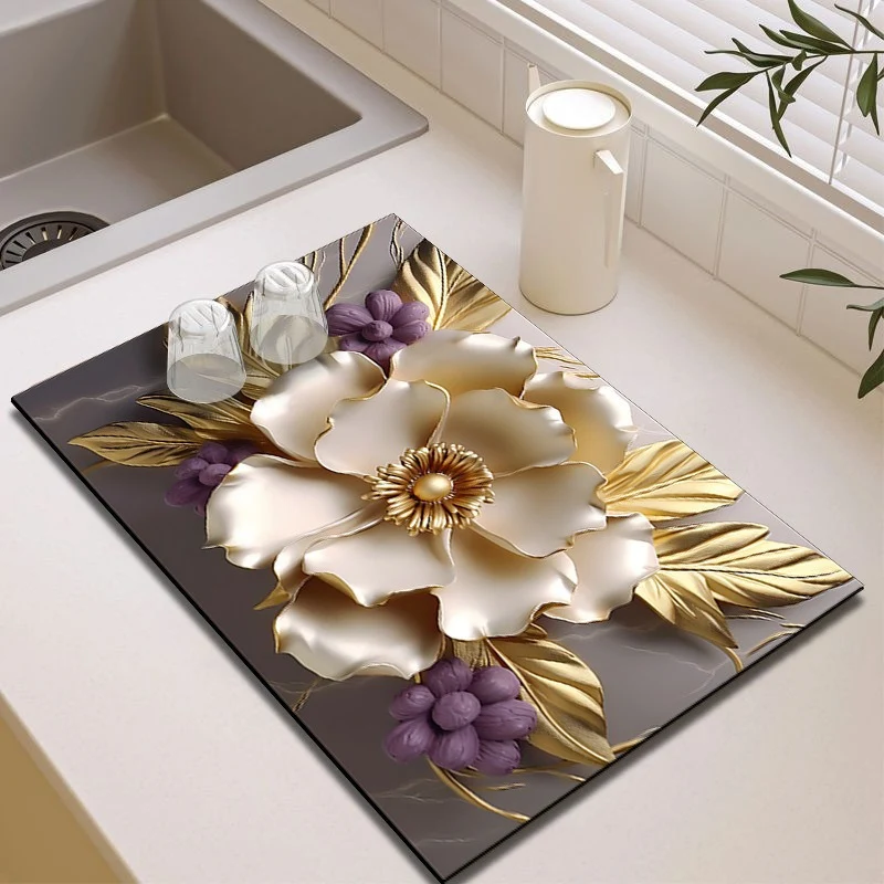 Elegante Blumenmuster Küchenmatte