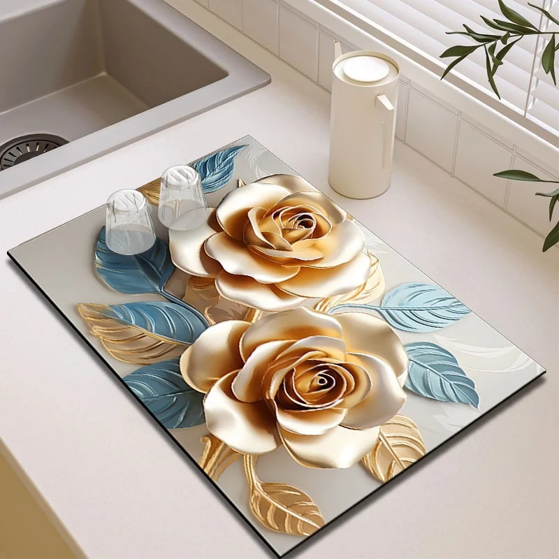 Elegante Blumenmuster Küchenmatte
