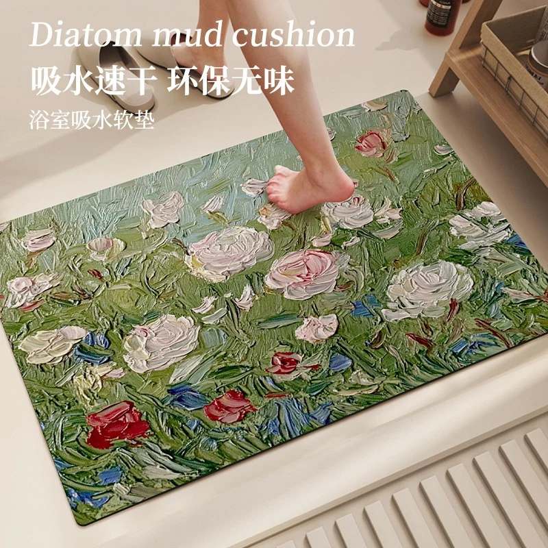Natur-inspiriertes Blumendesign Badezimmermatte