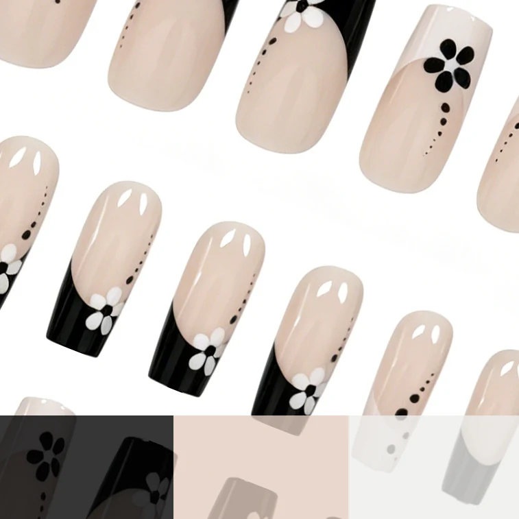 Dekorative florale Acryl Press-On Nagelkunst Karnz