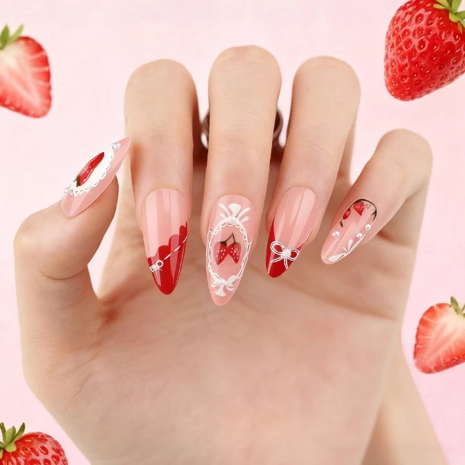 Kreative Erdbeer Nagelkunst Verbesserungen Karnz
