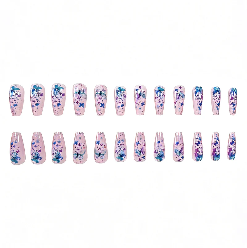 Schmetterlings-Themen Dekorative Druck-On Nagelkunst Karnz