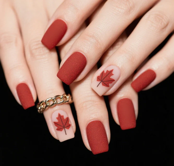 Herbstblattmuster Nagelkunst Karnz