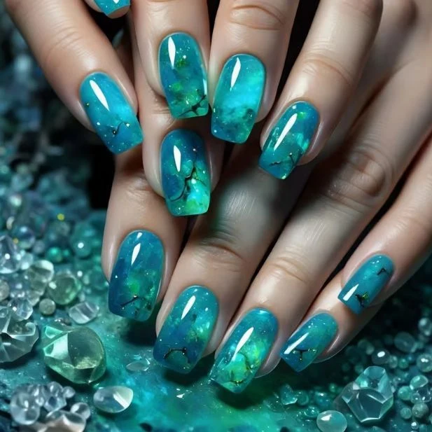 Künstlerisch vom Ozean inspirierten Nail Art Karnz