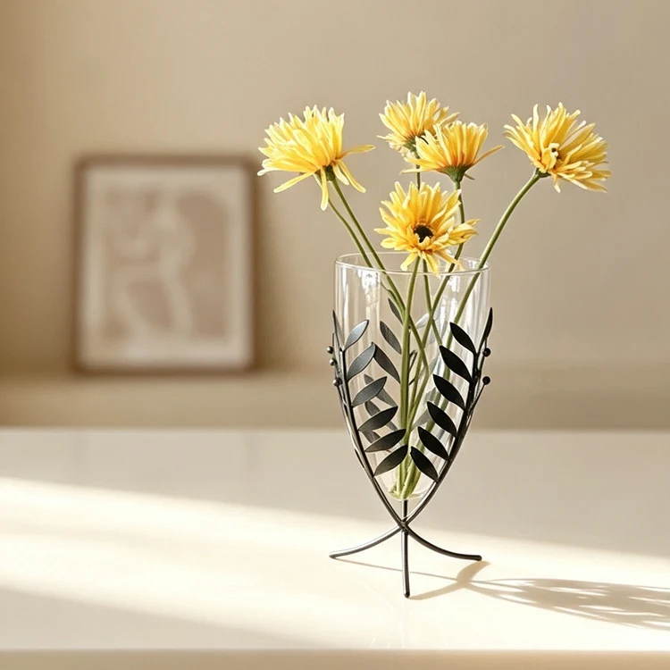 Elegante Blattmuster dekoratives Glas