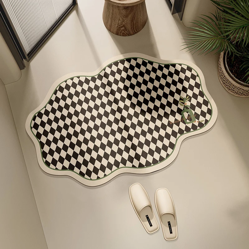 Stylische Schachbrett-Badematte