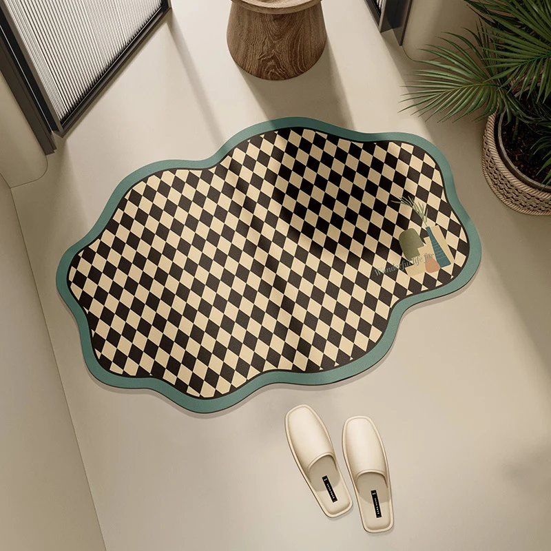 Stylische Schachbrett-Badematte