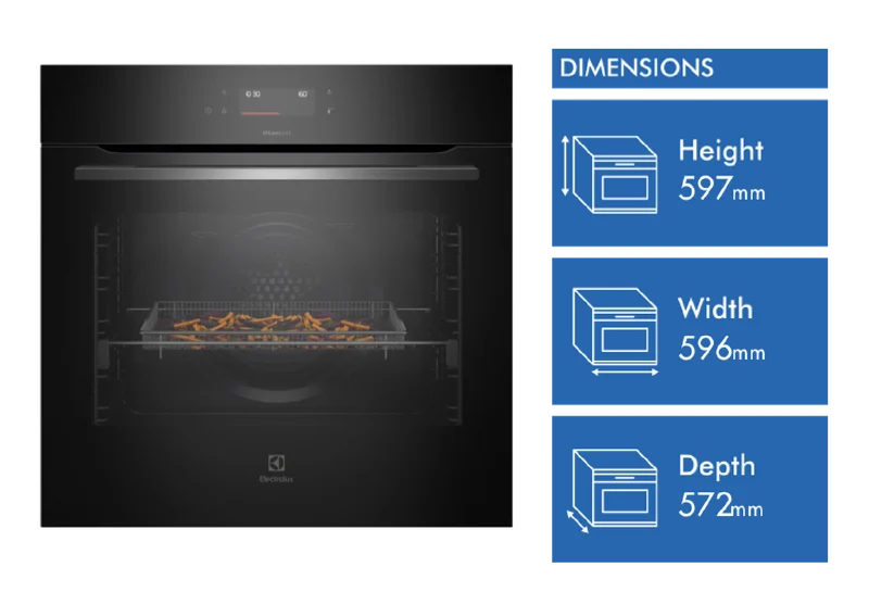 Electrolux 60cm Pyrolytic Oven with SteamBake and Food Probe, Black - 600 Series