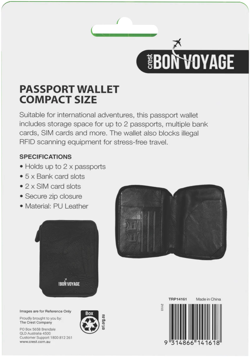 Bon Voyage Travel Wallet with RFID (Black)
