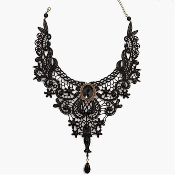 Choker-Halskette aus Stoff, schwarz, rot oder weiß