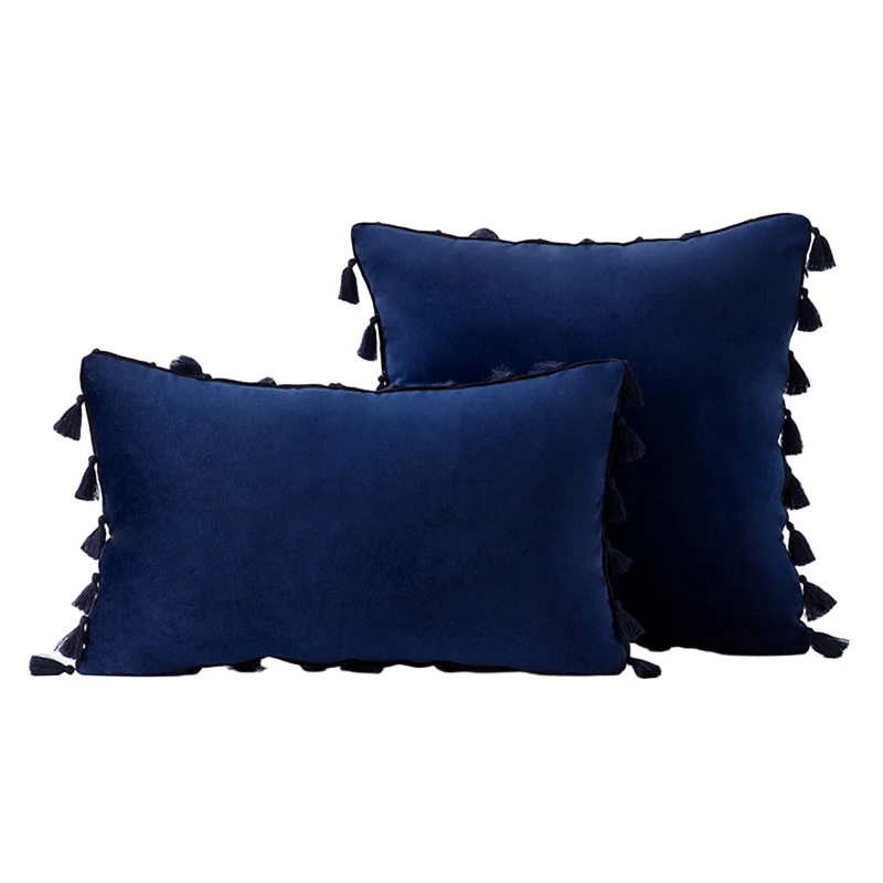 Velvet Quaste-Trim Quadrat und Lenden Dekokissen Set