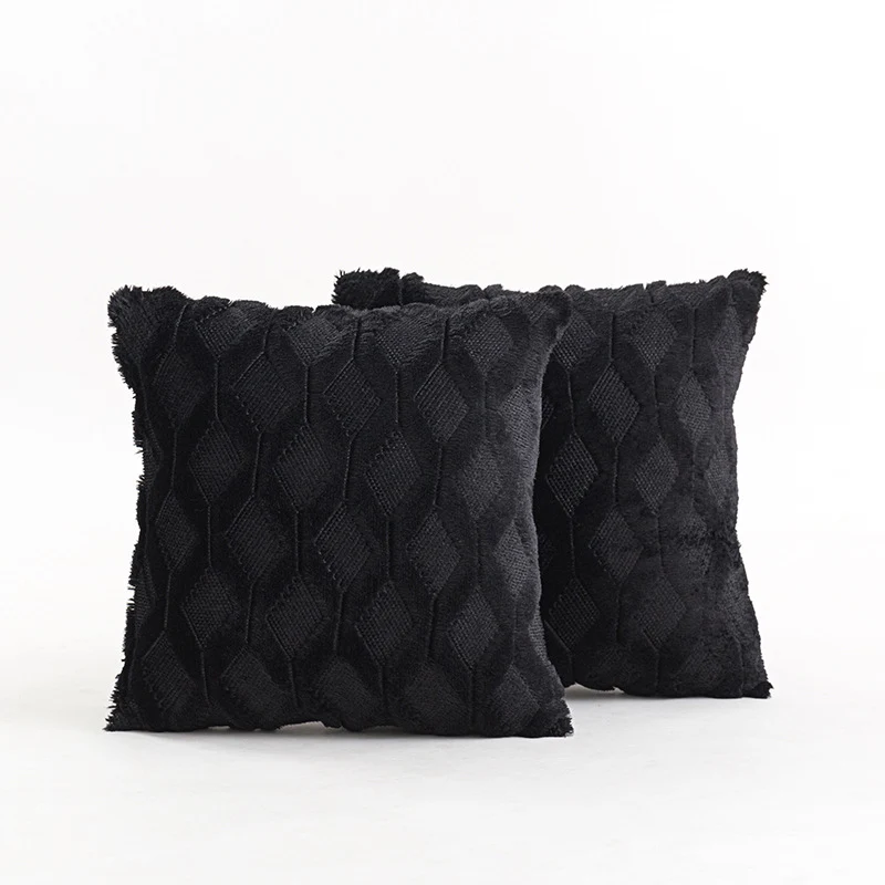 Texturiertes Strick-Diamond-Tufted quadratisches Wurfkissenbezug mit ausgefranstem Rand