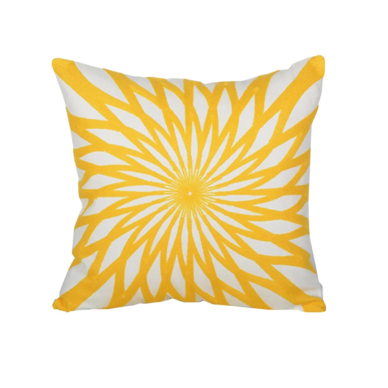 Sonnenstrahlen Geometrisch Bestickter Baumwoll-Leinen-Kissenbezug