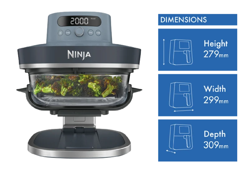 Ninja Crispi Pro 6-in-1 Countertop Glass Air Fryer Cyberspace