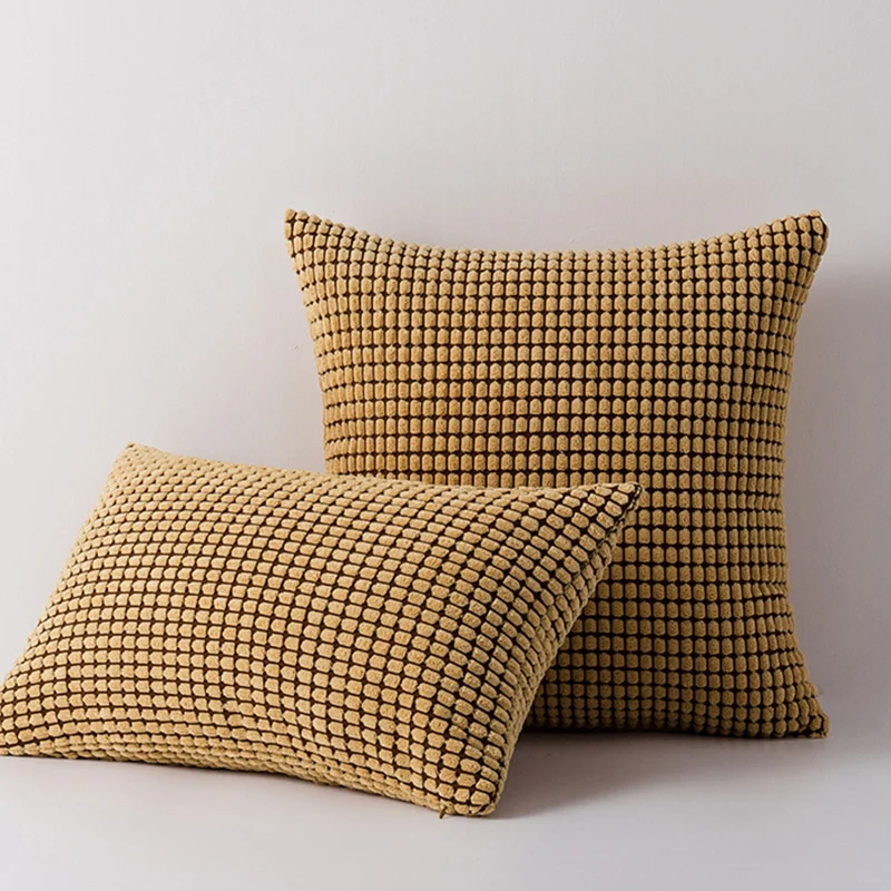 Plüsch Waffelraster Chenille Sofa Akzent Kissen Duo mit abnehmbaren Reißverschlussbezügen