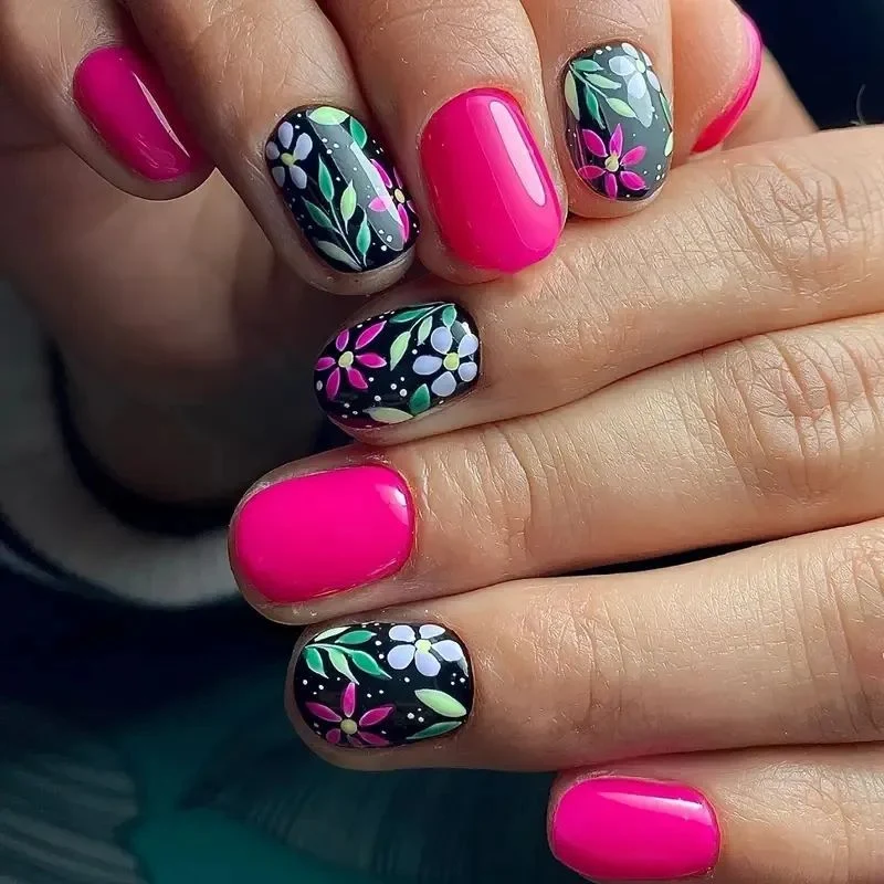 Blumen Thema Acryl Nagelkunst Karnz