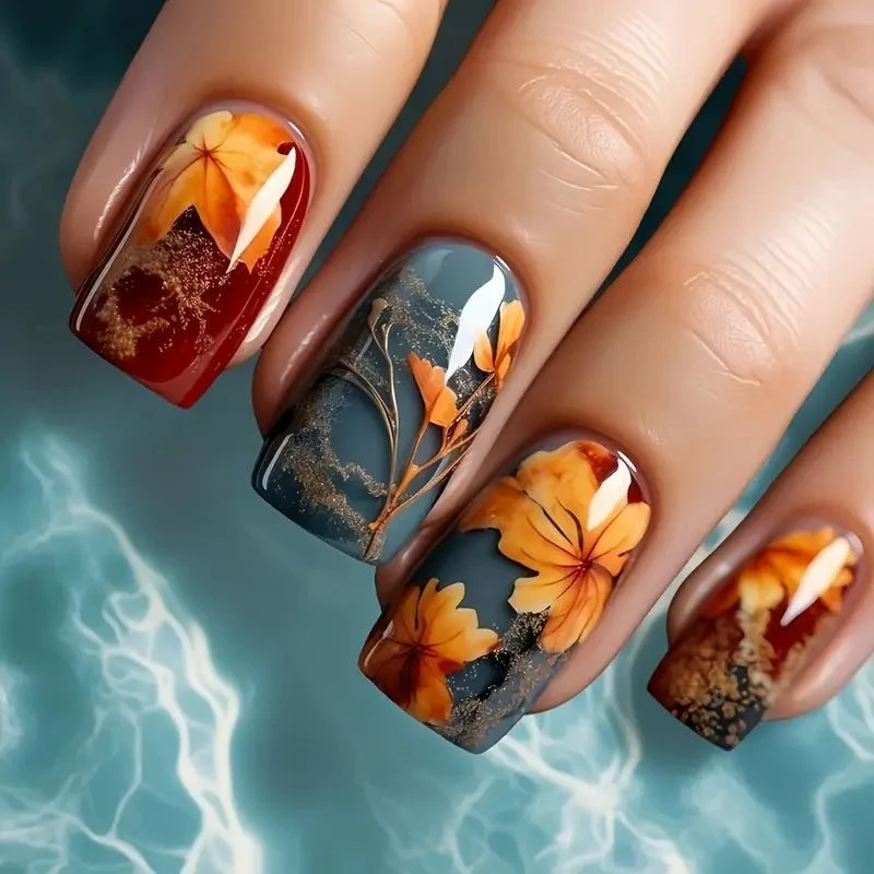 Floral Theme Acryl Nagelkunst Karnz