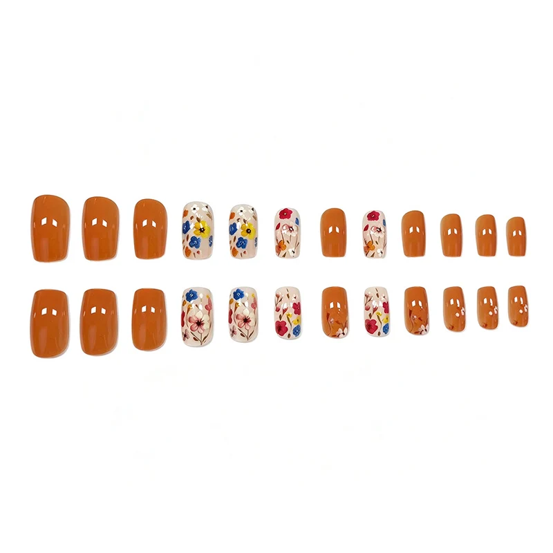 Blumenmuster Druck-On Nagelverstärkungen Karnz