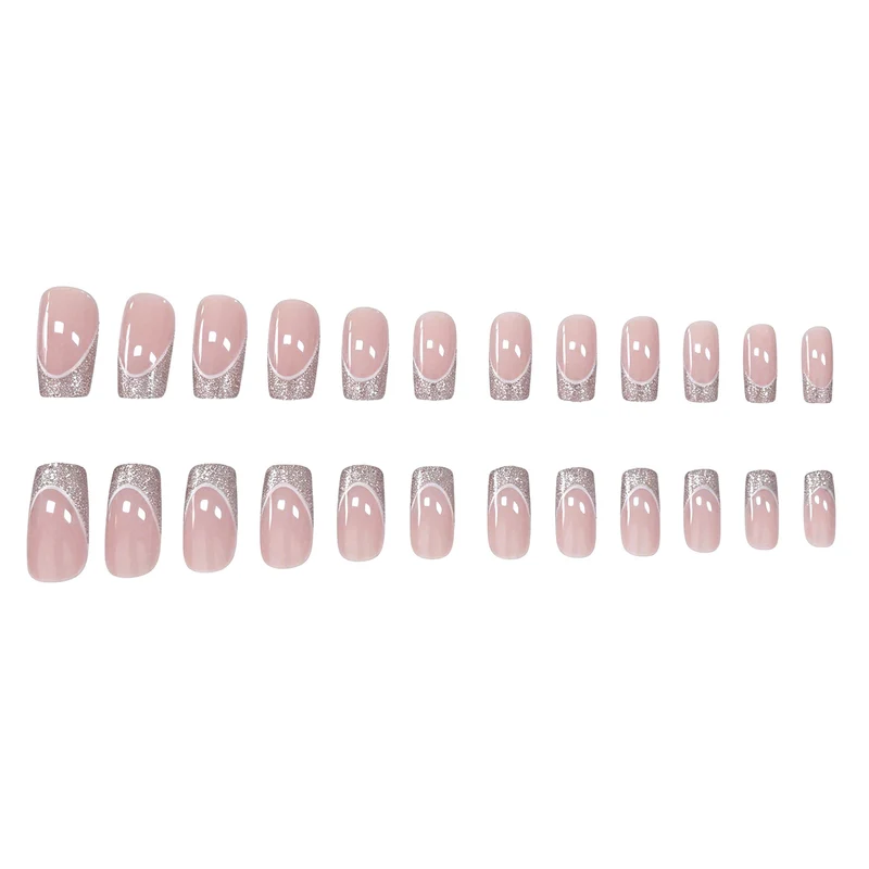 Glamouröses French Tip Glitter Nagelkunst Karnz